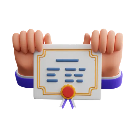 Certificado de mano  3D Icon