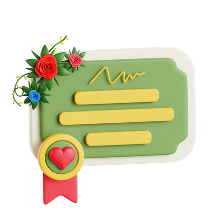 Certificado de matrimonio  3D Icon