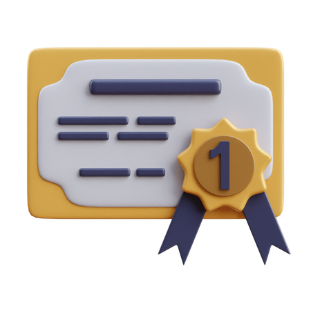 Certificado de primer lugar  3D Icon