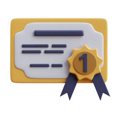 Certificado de primer lugar  3D Icon