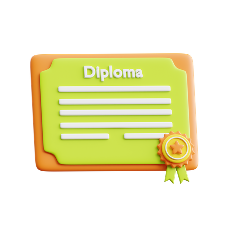 Diploma certificado  3D Illustration