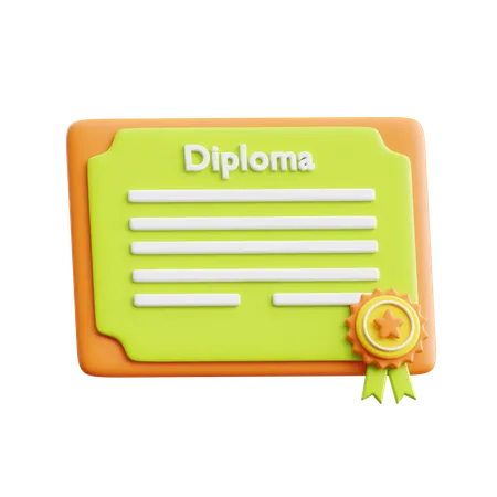 Diploma certificado  3D Illustration