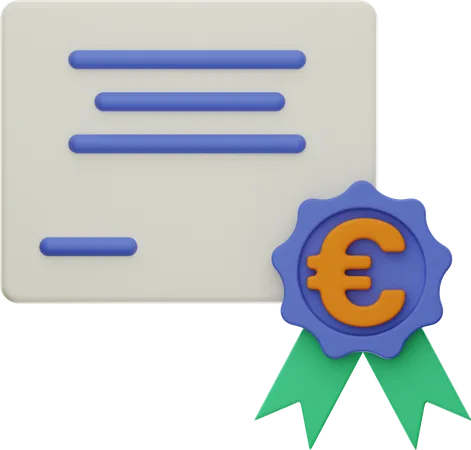 Certificado euro  3D Illustration