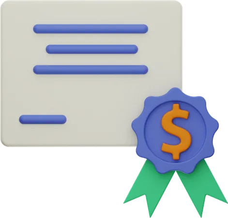 Certificado financeiro  3D Illustration