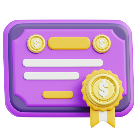 Certificado financiero con sello dorado  3D Icon