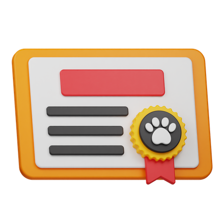 Certificado de mascota  3D Icon