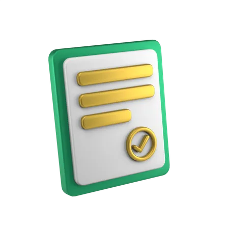Certificat approuvé  3D Icon