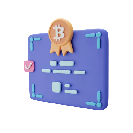 Certificat Bitcoin  3D Icon