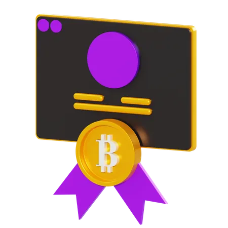 Certificat Bitcoin  3D Illustration