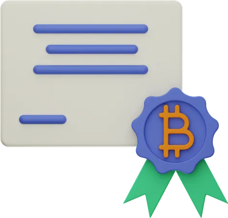 Certificat Bitcoin  3D Illustration
