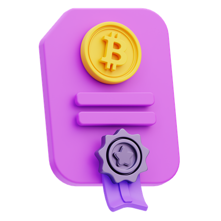 Certificat Bitcoin  3D Icon