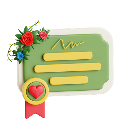 Certificat de mariage  3D Icon