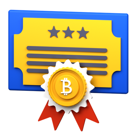 Certificat de crypto-monnaie  3D Icon