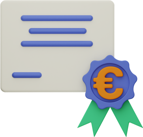 Certificat en euros  3D Illustration