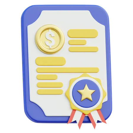 Certificat financier  3D Icon