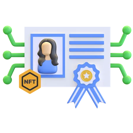 Certificat nft  3D Illustration