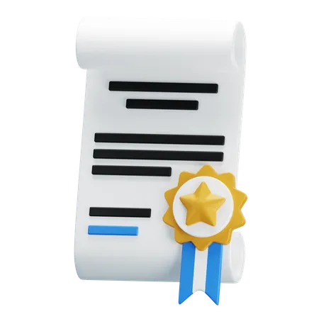 Certificate 3 D Icon With Badge And Star 3D Icon