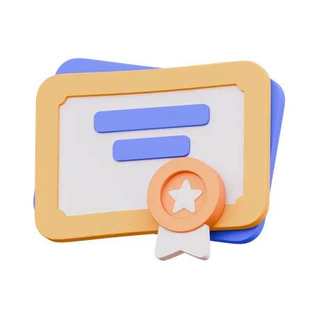 証明書  3D Icon