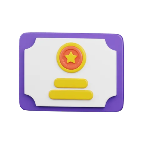 証明書  3D Icon