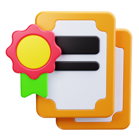 Certificate  3D Icon