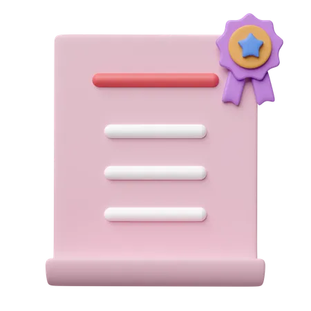 Certificate  3D Icon