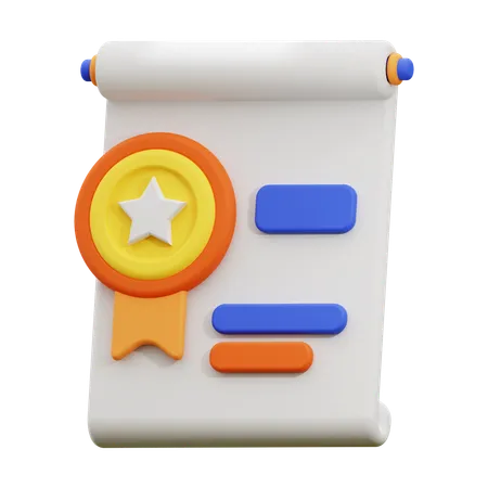 Certificate  3D Icon