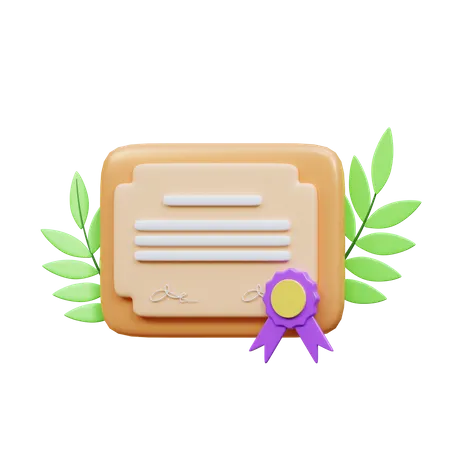 Certificate  3D Icon