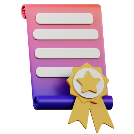 Certificate  3D Icon