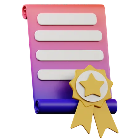 Certificate  3D Icon