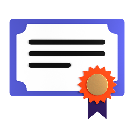 Certificate  3D Illustration