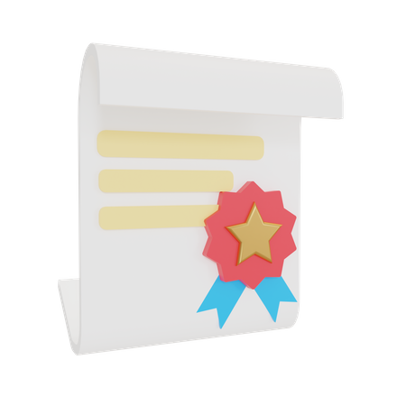 Certificate  3D Illustration