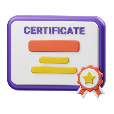 Certificate  3D Illustration