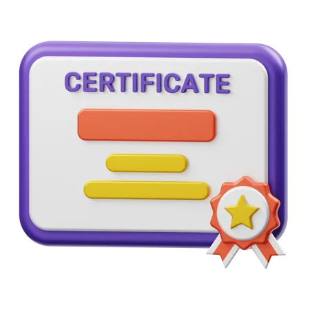 Certificate  3D Illustration