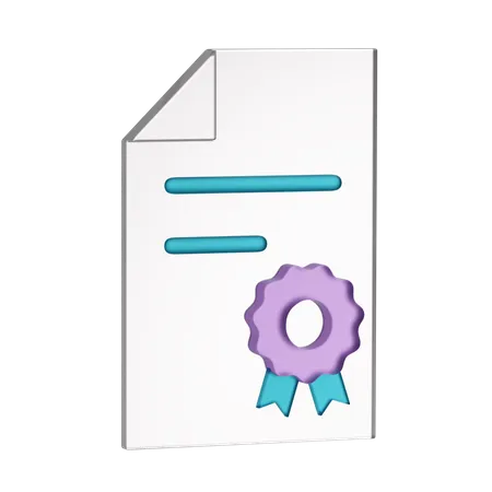 Certificate  3D Illustration