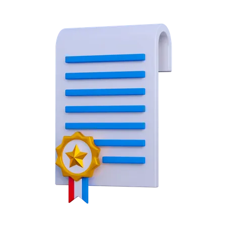 Certificate  3D Illustration