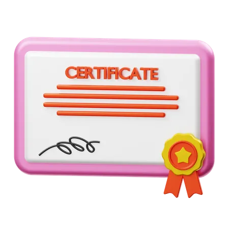 Certificate  3D Illustration