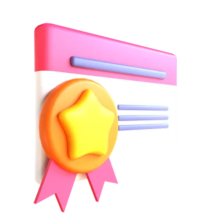 3 D Icon Certificate For Education 3D Illustration