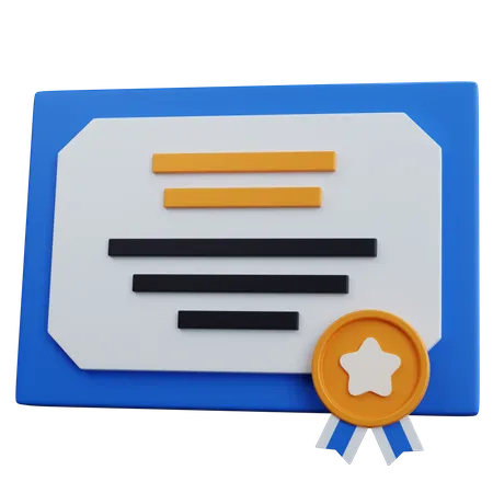 3 D Rendering Certificate With Star Medal Isolated 3D Icon