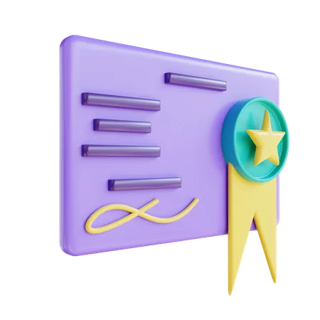 3 D Illustration Certificate 3D Icon