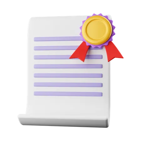 3 D Certificate Achievement Award Grant Diploma Concepts Isolated On Background Icon Symbol Clipping Path 3 D Render Illustration 3D Icon