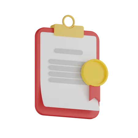 Certificate Clipboard  3D Icon