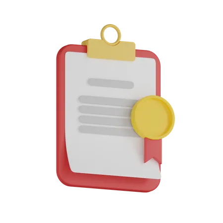 3 D Certification On Clipboard 3D Icon