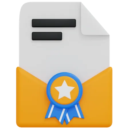 Certificate Envelope  3D Illustration