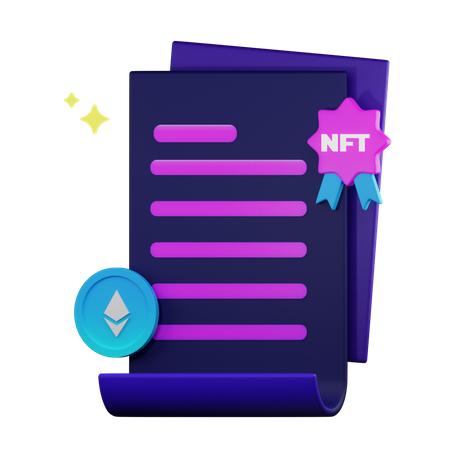 Certificate of Ownership NFT  3D Illustration