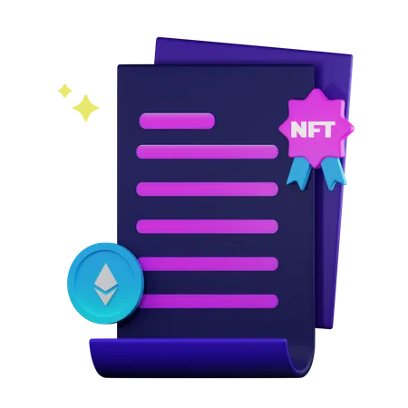 Certificate of Ownership NFT  3D Illustration