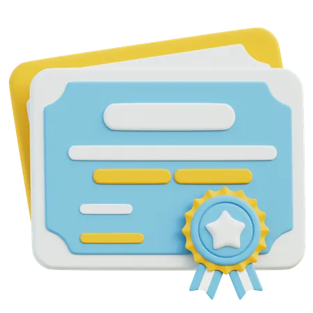 A Stylized 3 D Illustration Of A Certification Or Diploma Icon With A Blue Ribbon Seal Representing Achievement Accreditation Or Completion 3D Icon