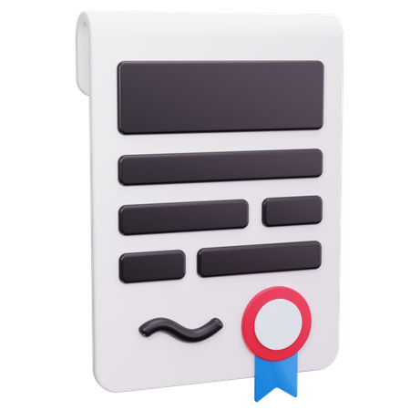 Certified Document  3D Icon