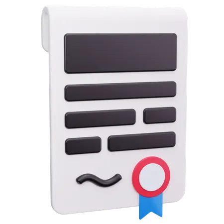 Certified Document  3D Icon