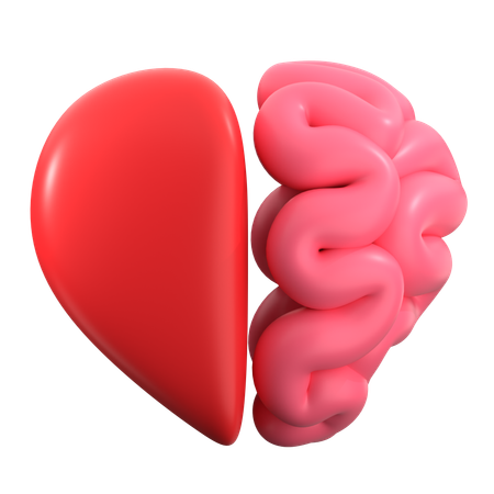 Cerveau avec coeur  3D Icon