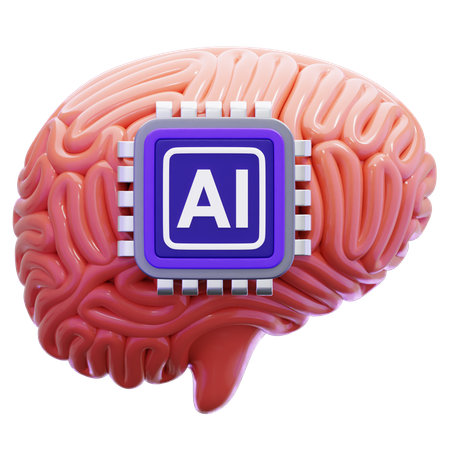 Cerveau humain avec puce d'intelligence artificielle  3D Icon